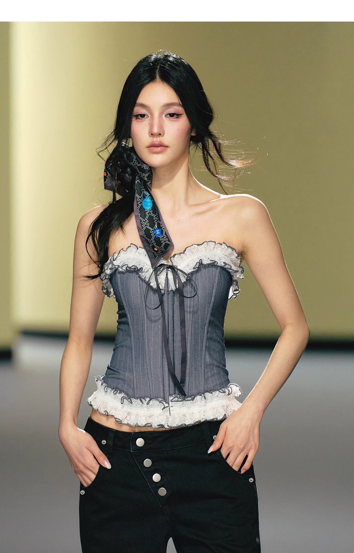 Blue & Gold Striped Corset