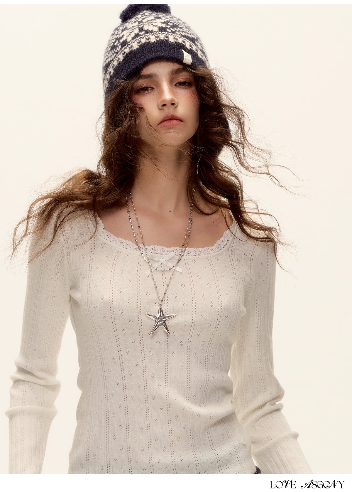 Bow Cutout Knit U-Neck T-Shirt