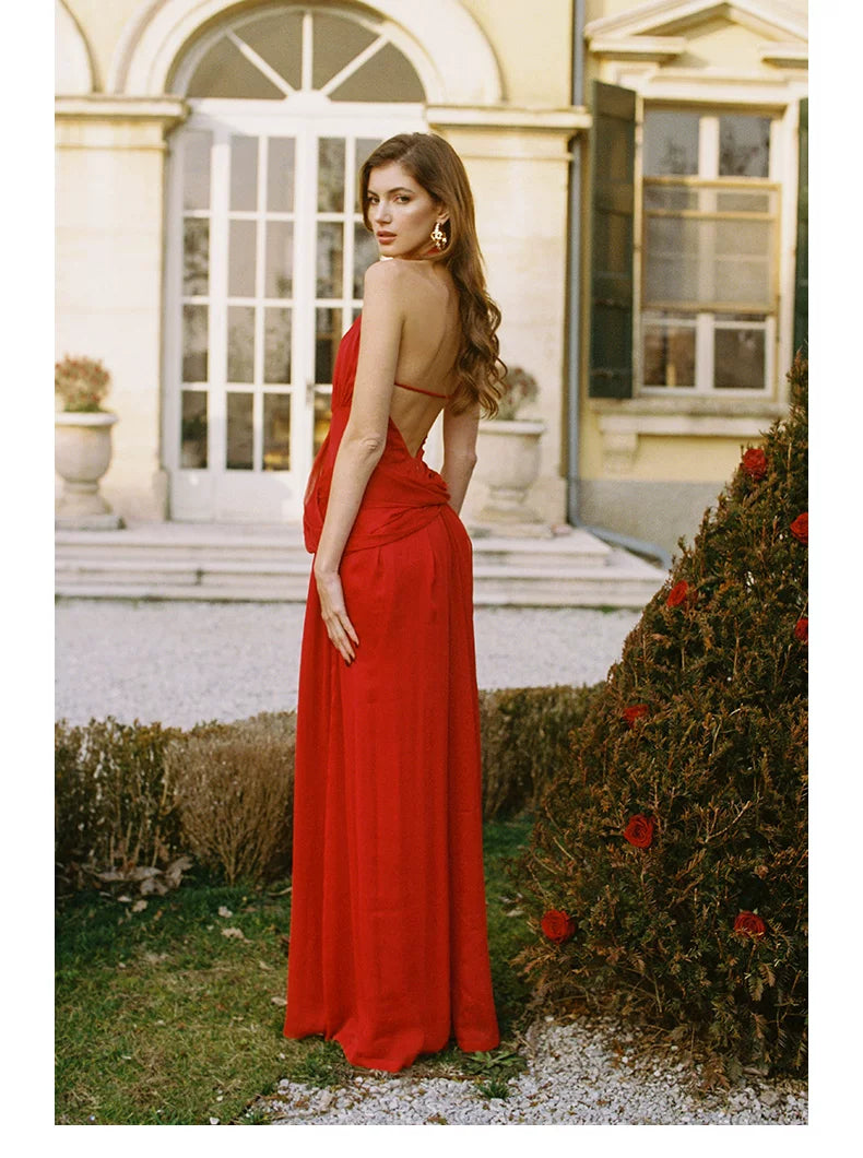 Halter Scarf-Tie Maxi Dress