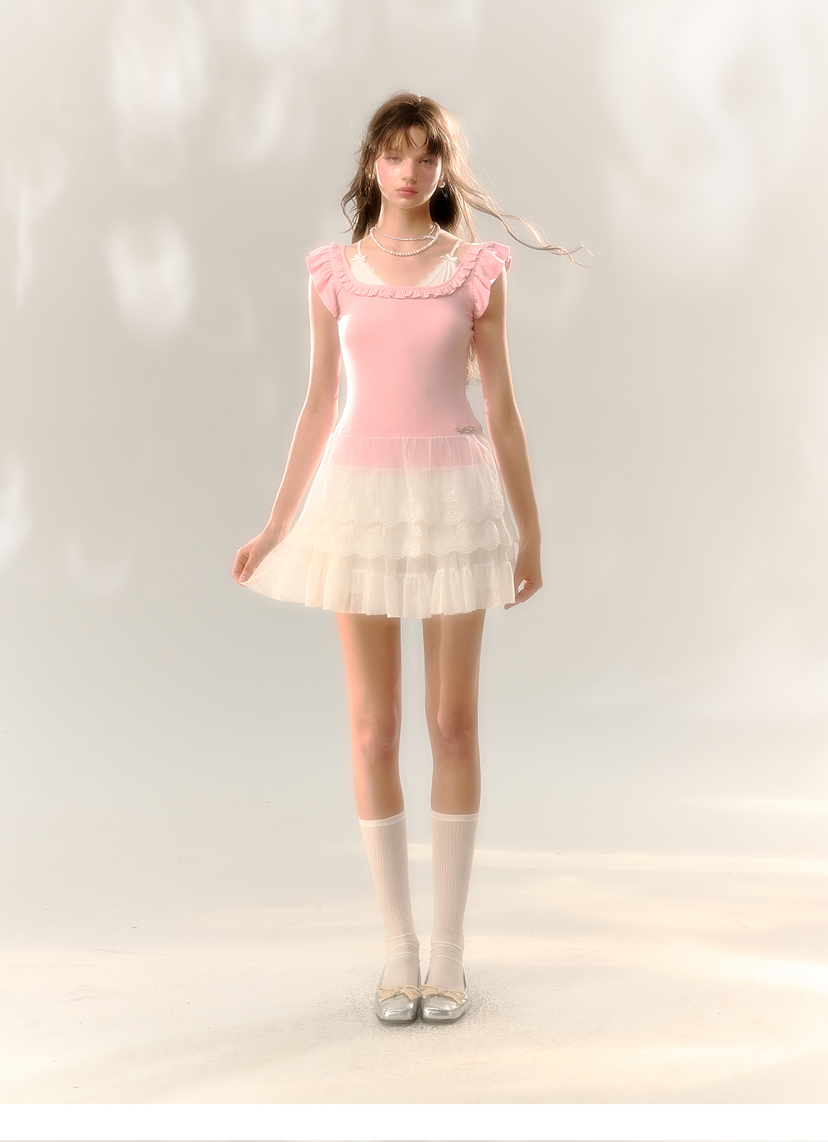 Blue & Pink Lace Trim T-shirt - CHINASQUAD