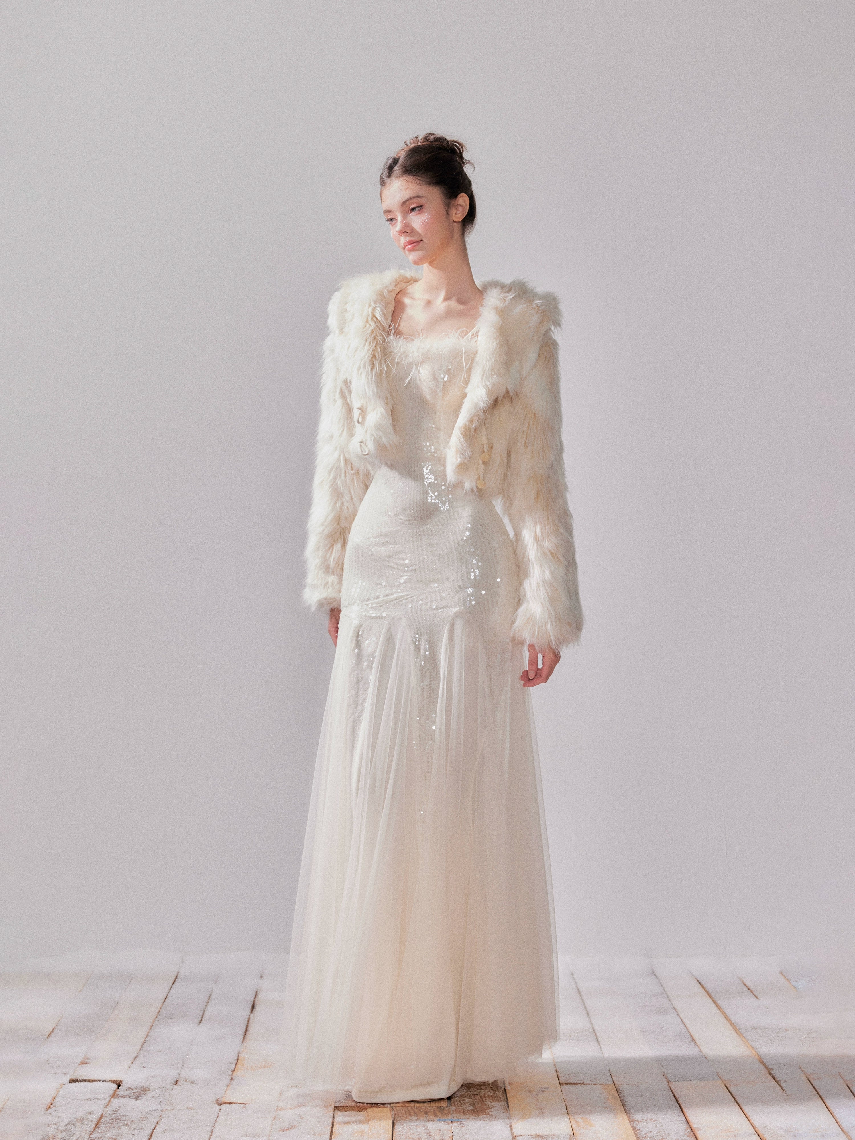 Snowmist Faux Fox Fur Toggle Cropped Jacket