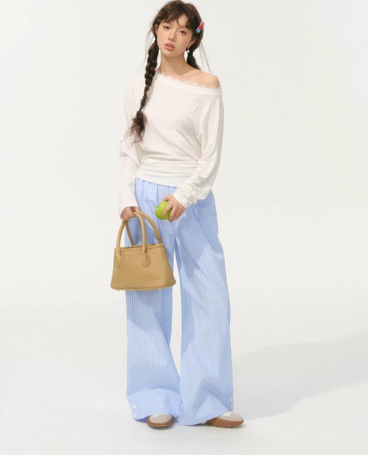 Striped Straight Leg Casual Pants - CHINASQUAD