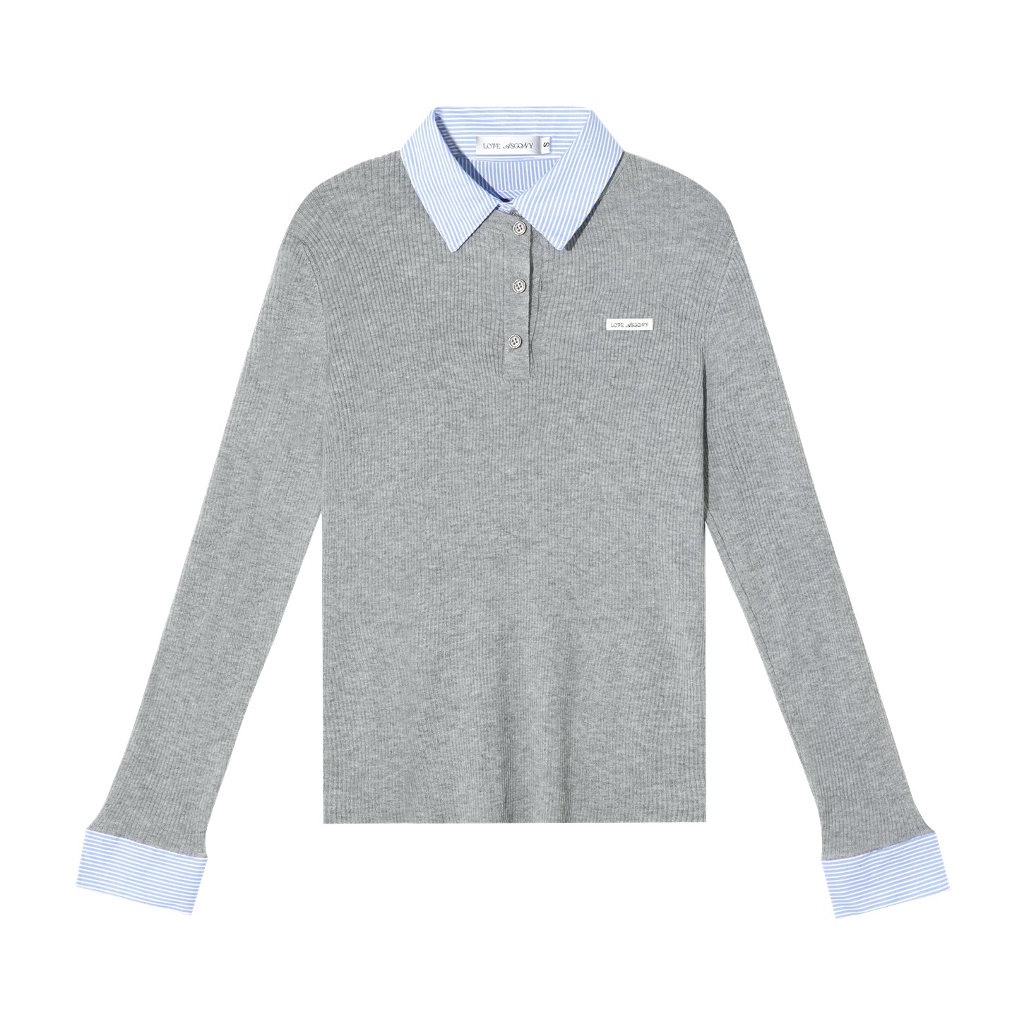 Striped Contrast Collar Layered Knit Top - CHINASQUAD