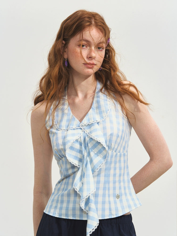 V-Neck Lace Halter Vest - CHINASQUAD