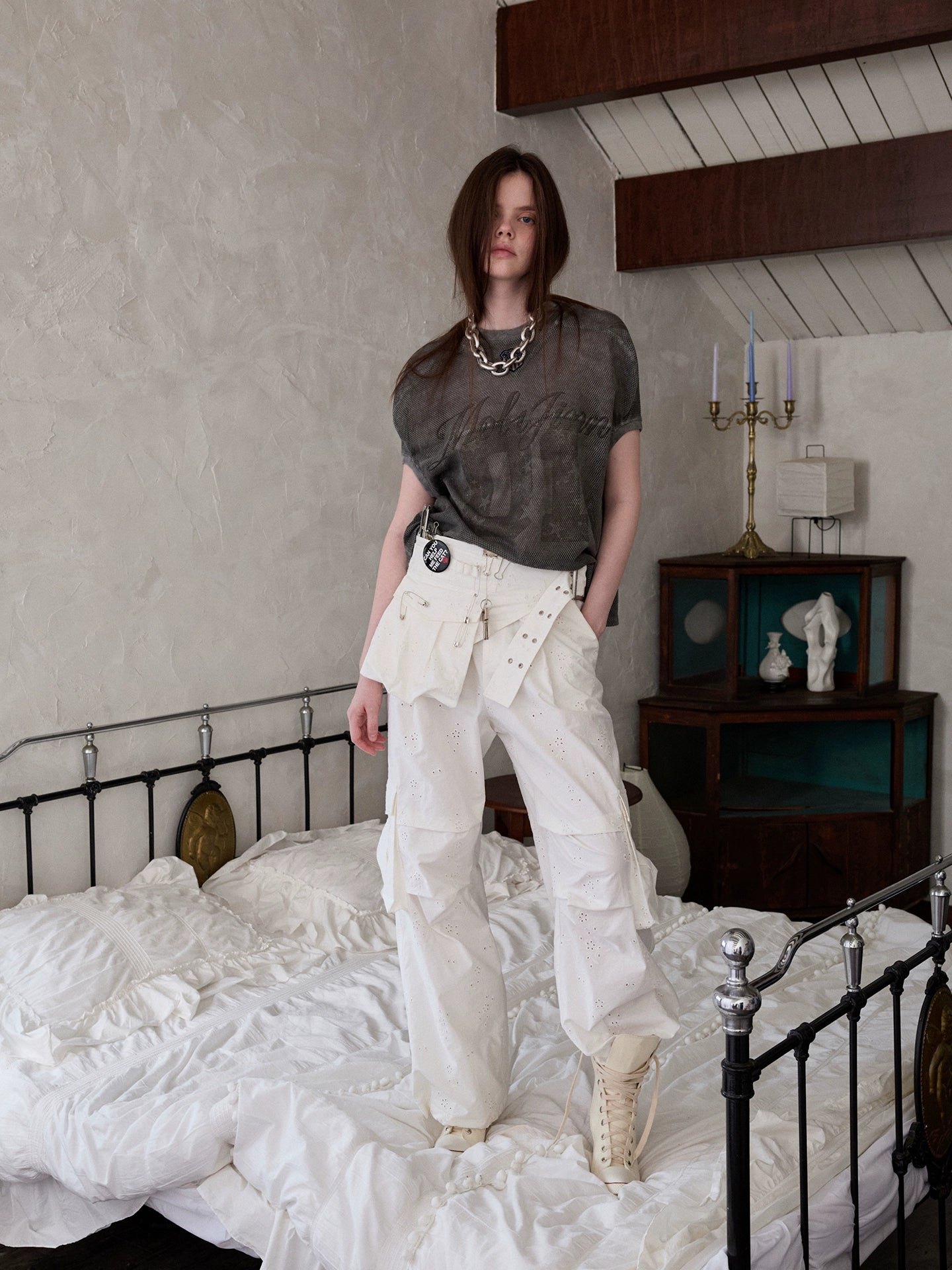 Embroidered Jacquard Multi-Pocket Cargo Pants