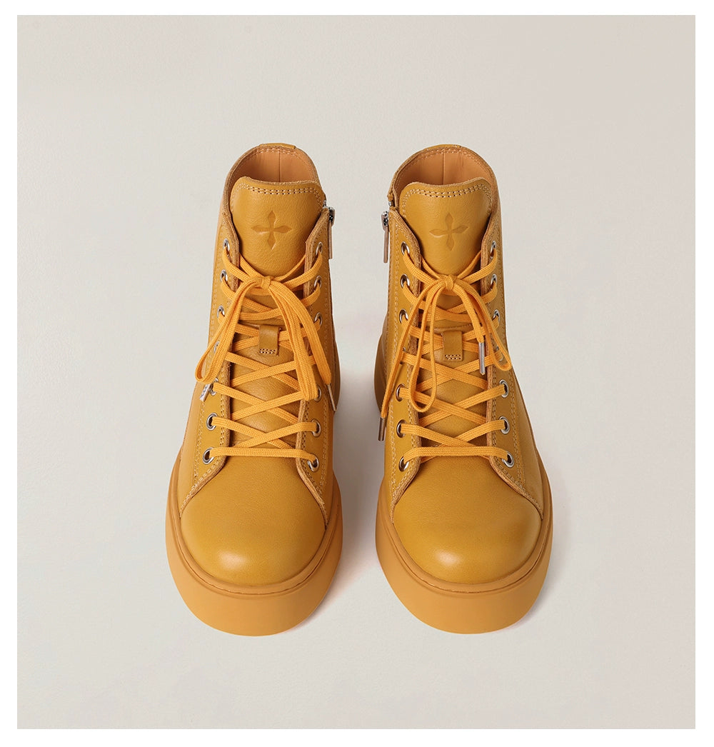 Compass Heritage Retro Leather High-Top Sneakers - CHINASQUAD