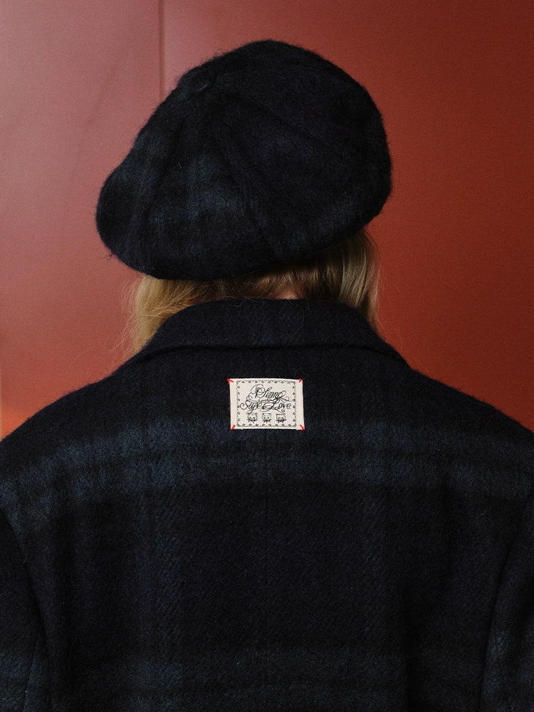 Oversized Green Plaid Woolen Blazer - CHINASQUAD