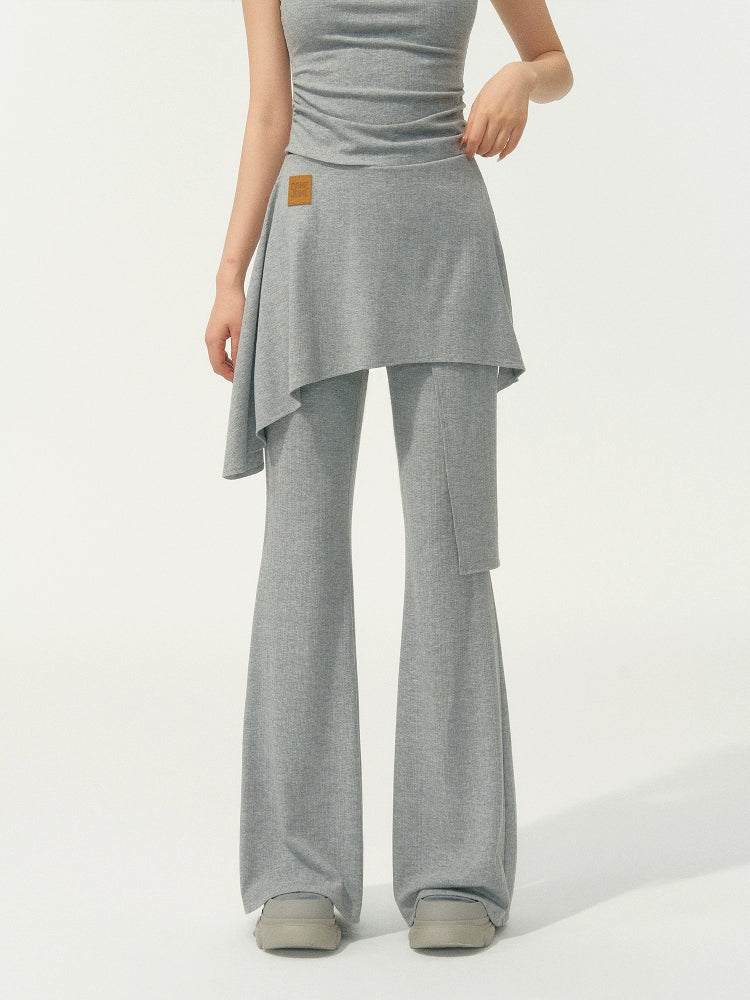 One Shoulder Irregular Slanted Pleat T-shirt & Pants Set - CHINASQUAD