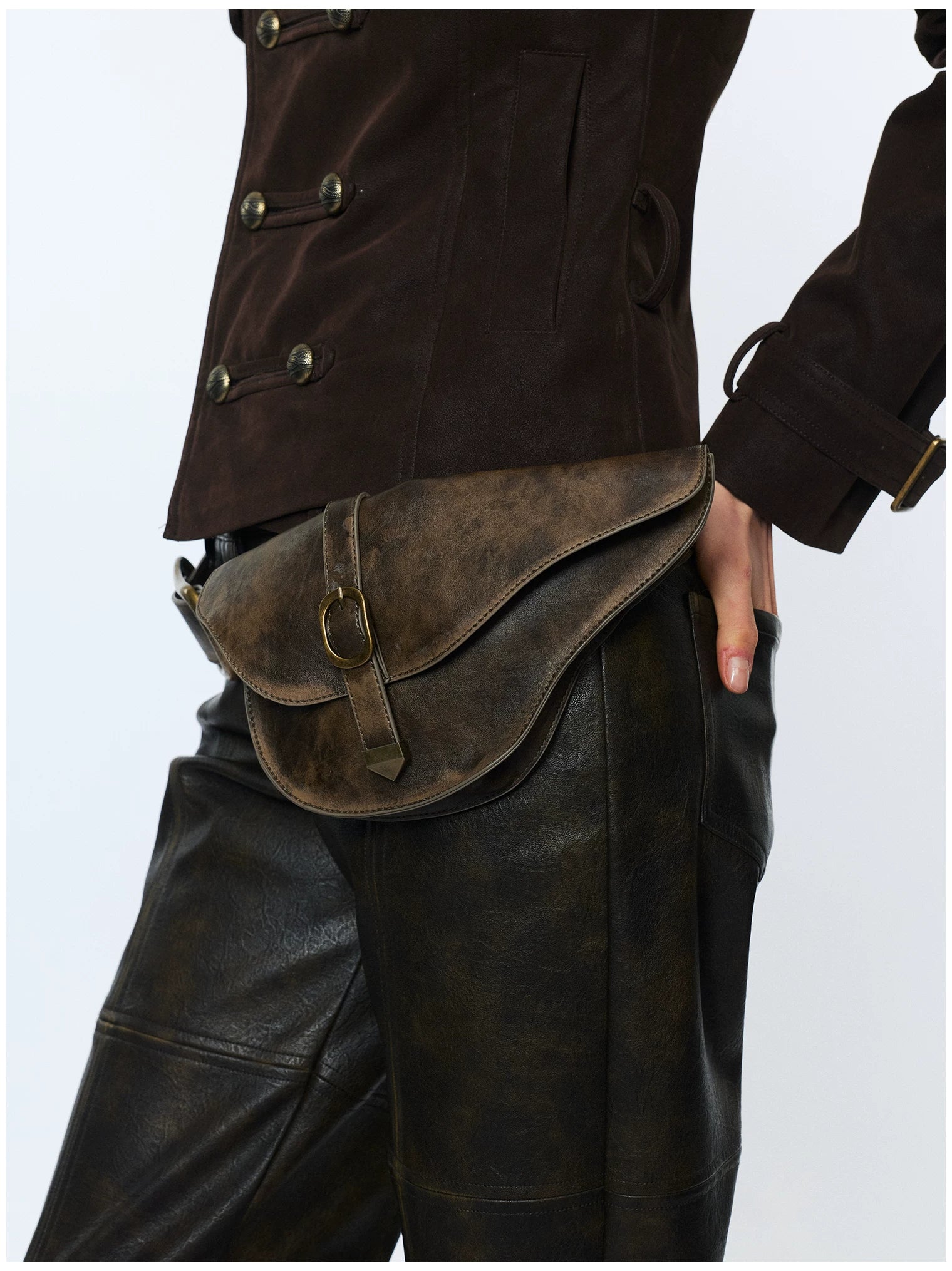 Vintage Detachable Buckle Zip Waist Bag Belt