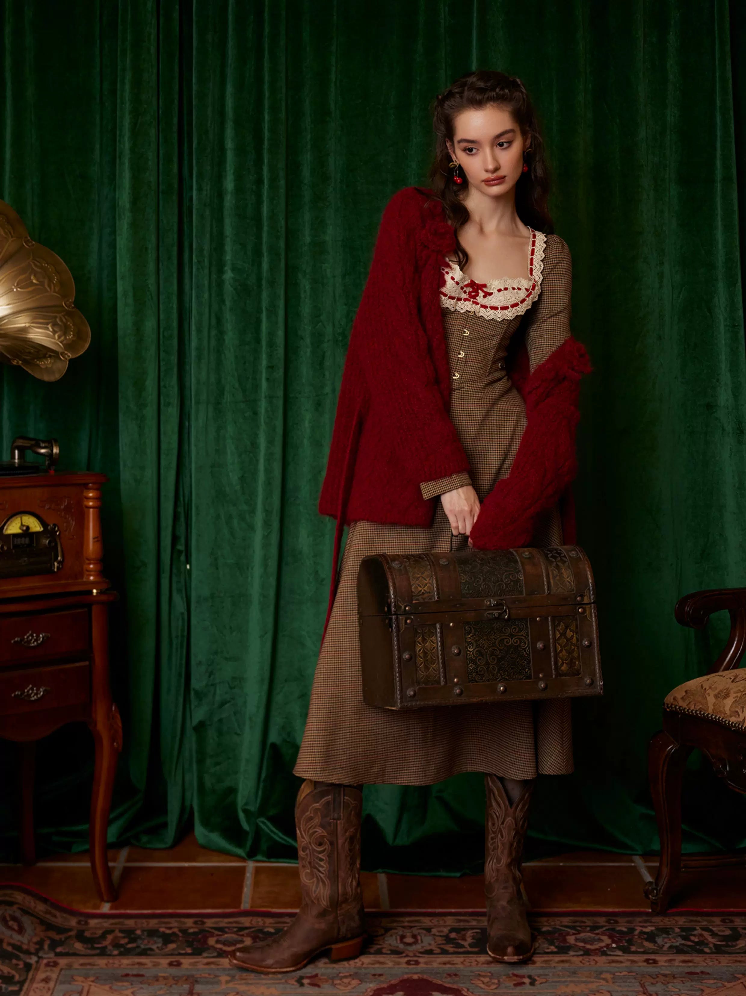 Hand-Crocheted Wool Knit Cardigan