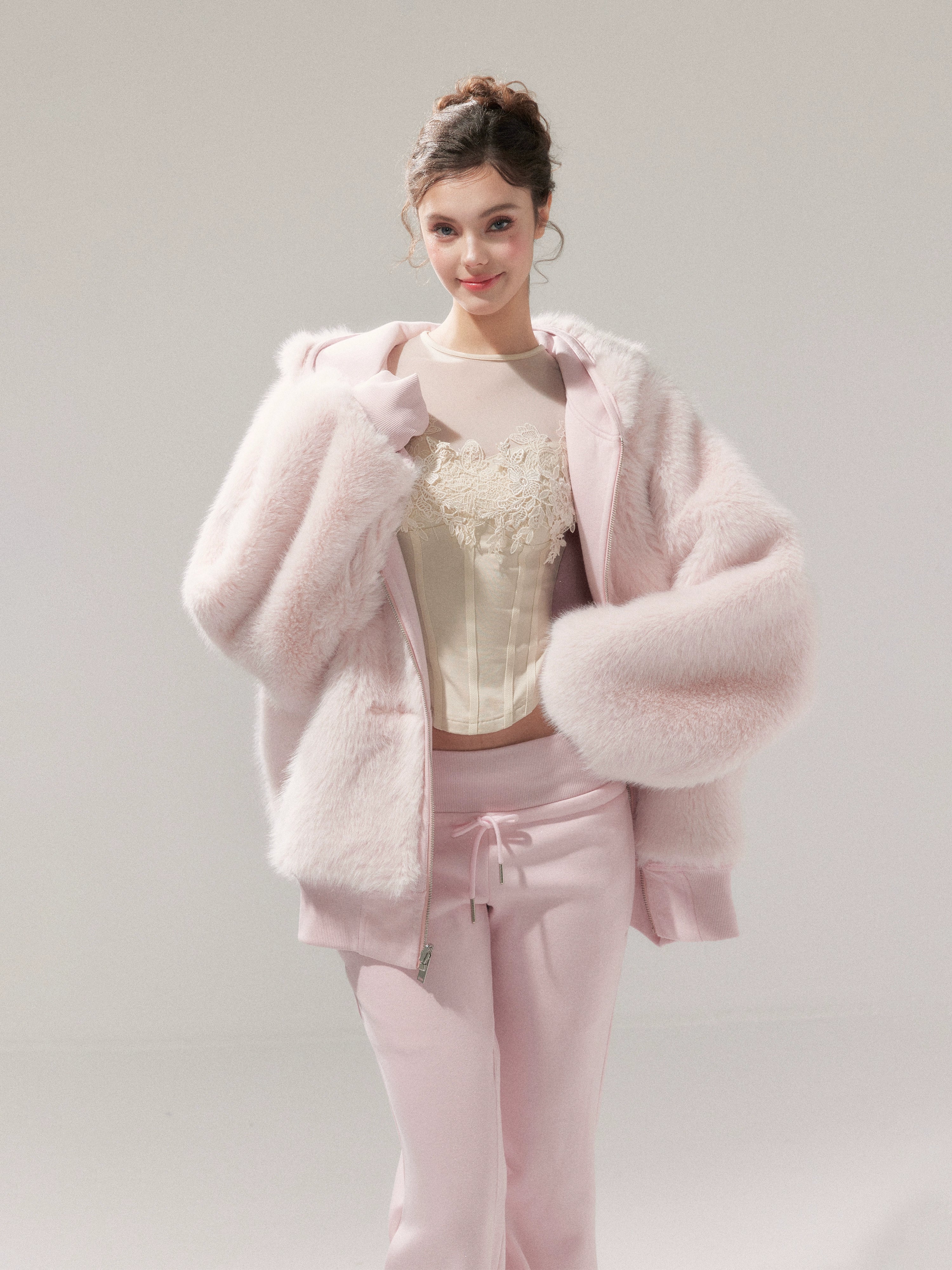 Hooded Fleece Jacket & Plush Sweatpants Set