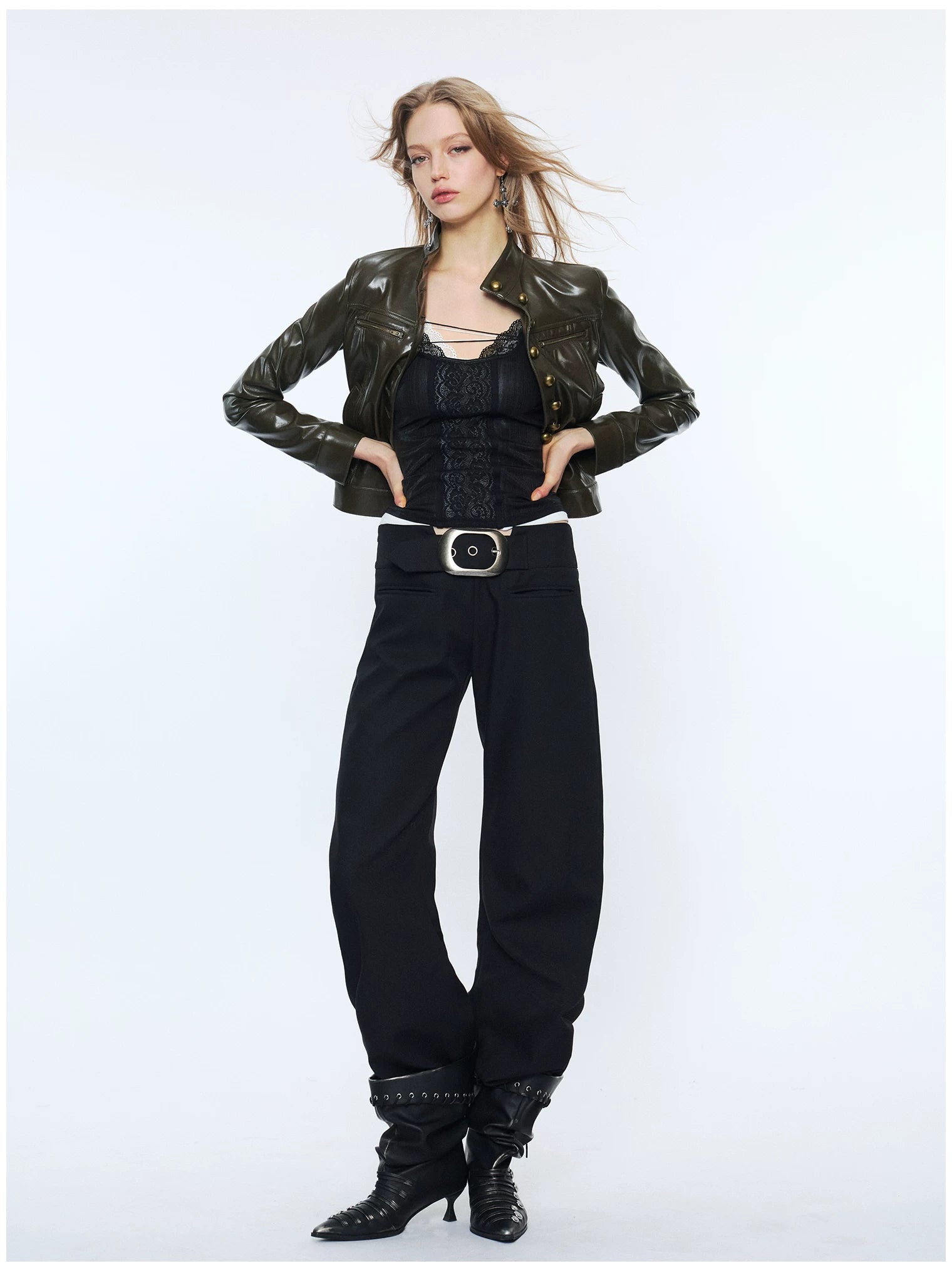 Metal-Waist Punk Tailored Trousers
