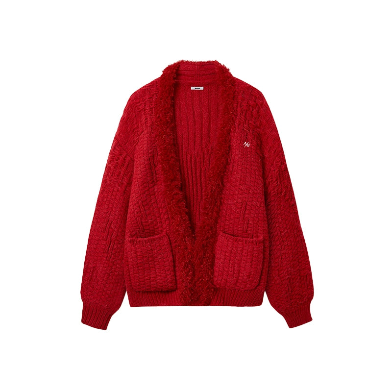 Polar Fur-Trimmed Knit Cardigan