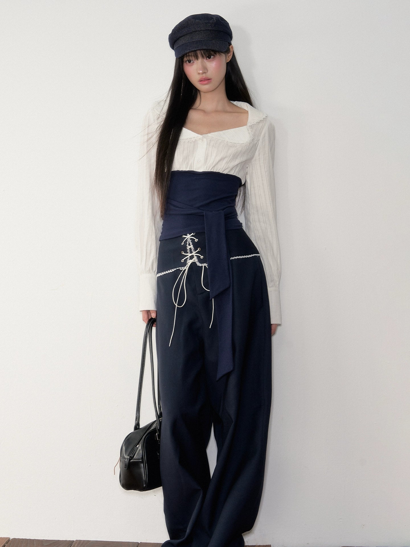 Navy Color-Blocking Shirt & Pants Set - CHINASQUAD