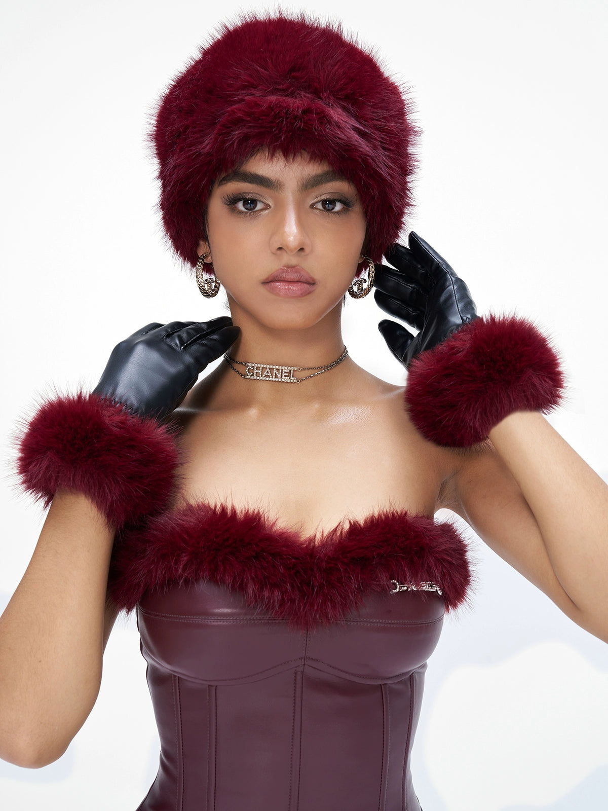 Angora-Touch Faux Fur Flat Cap