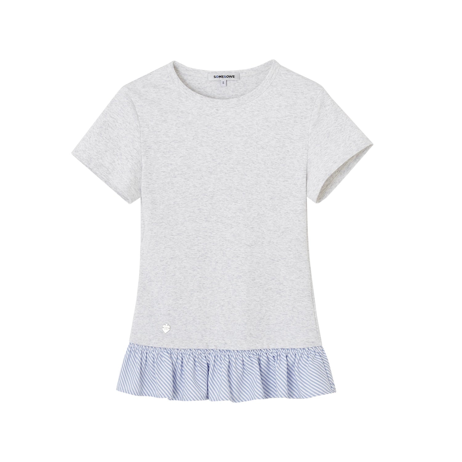 Fake Two-Piece Patchwork Puff Sleeve