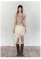 Apricot & Ombre Khaki Rose Camisole Top - CHINASQUAD