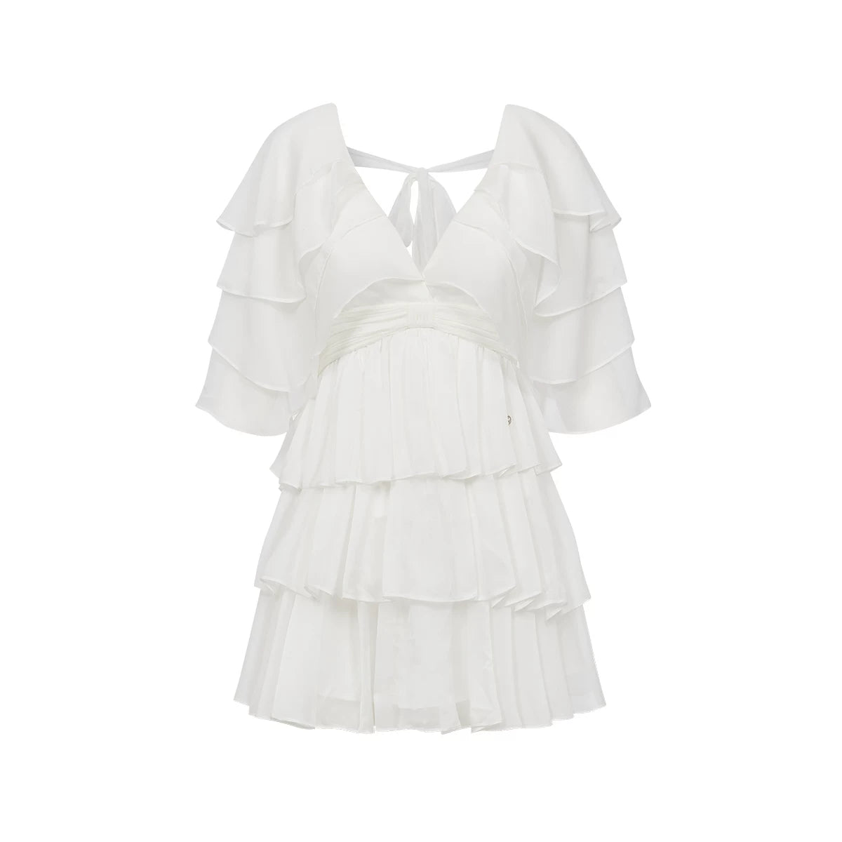 V-Neck Waist-Defined Midi Dress