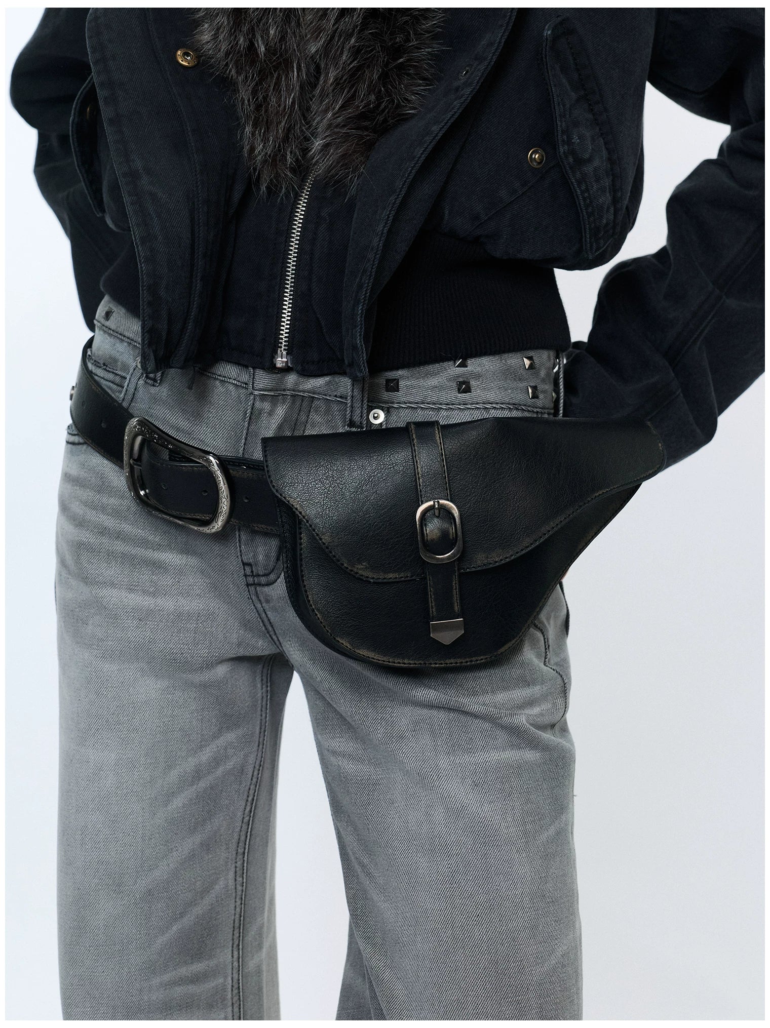 Vintage Detachable Buckle Zip Waist Bag Belt