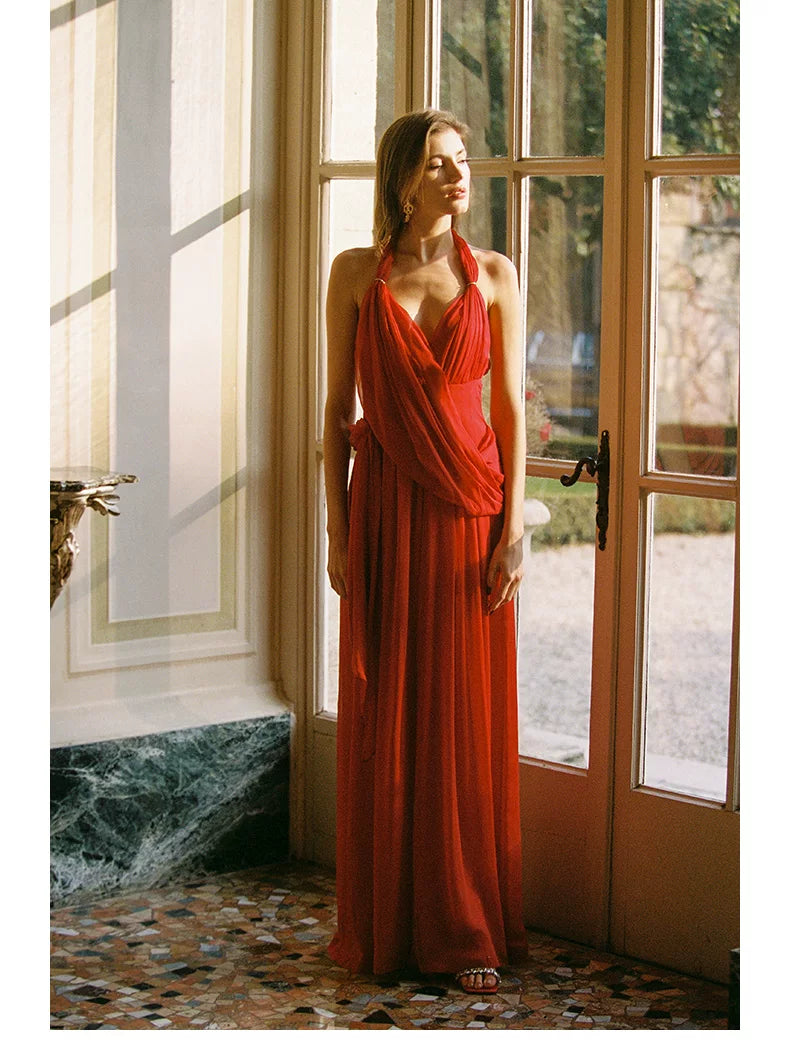 Halter Scarf-Tie Maxi Dress