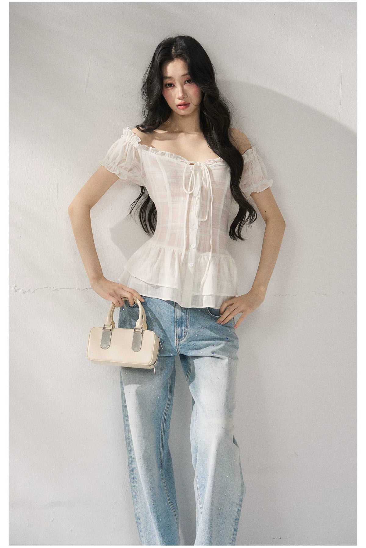 Cotton-Linen Fitted Short Sleeve Top