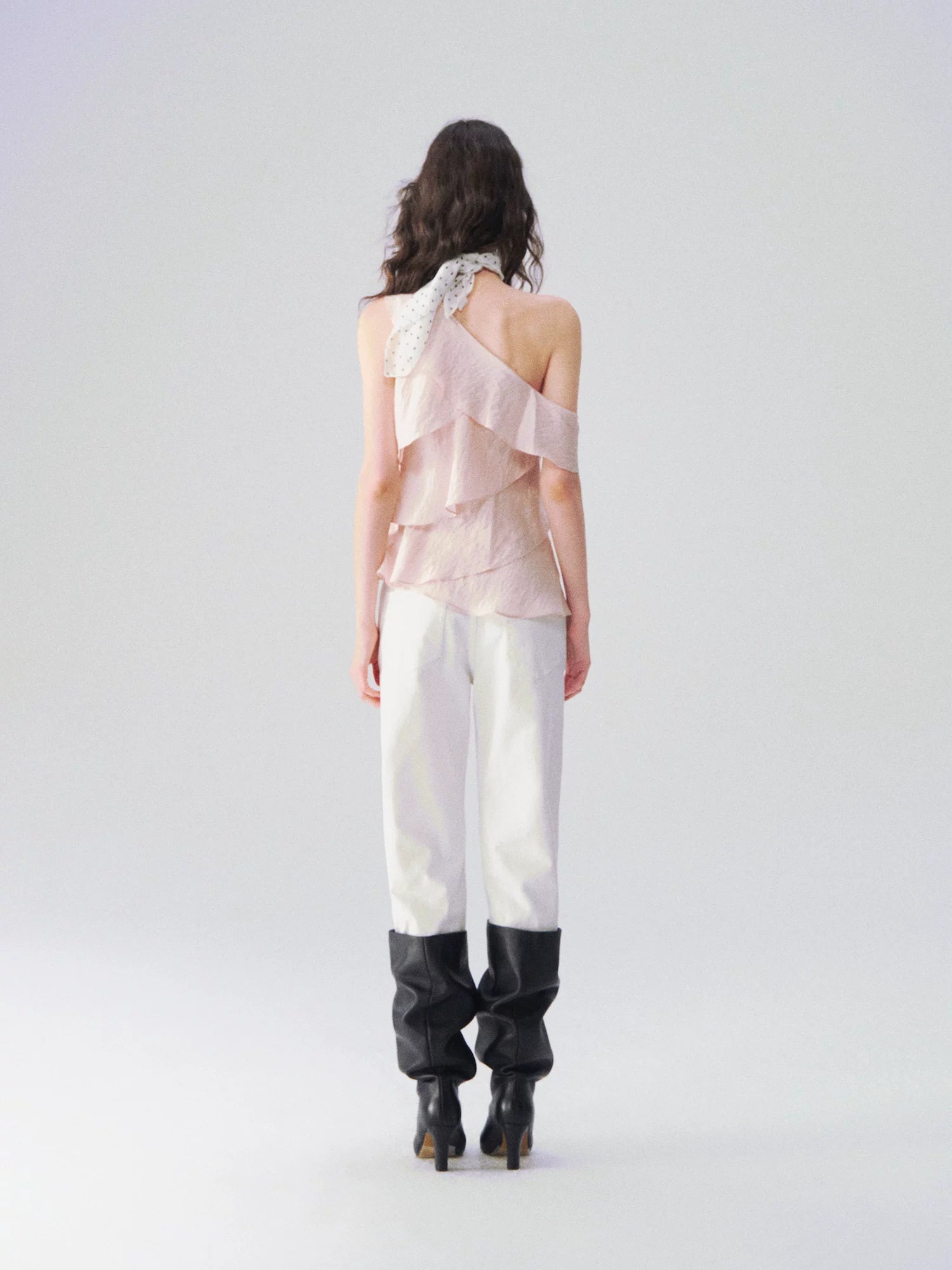 Layered Ruffle One-Shoulder Blouse