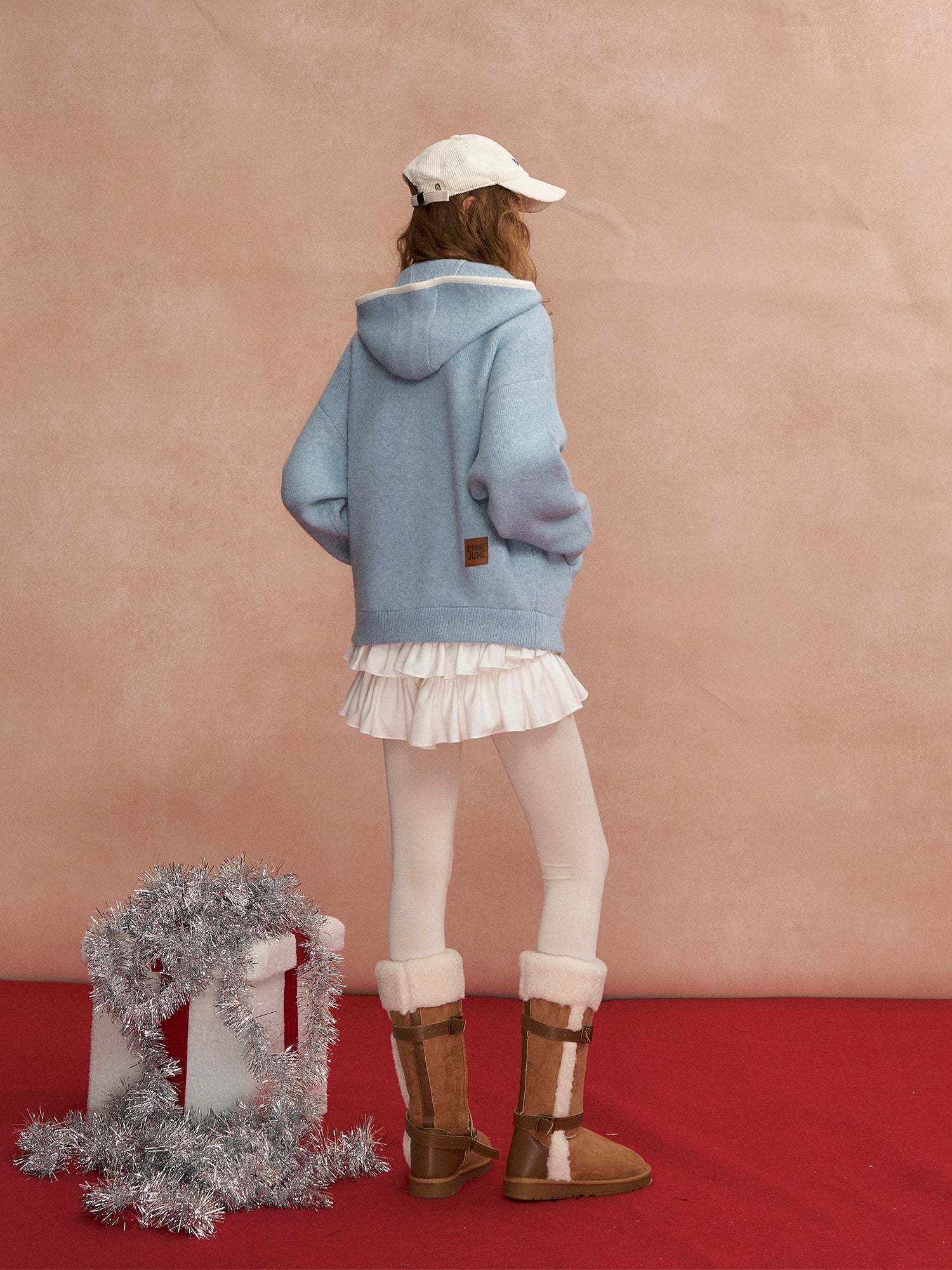 Relaxed Contrast-Trim Hooded Zip Cardigan