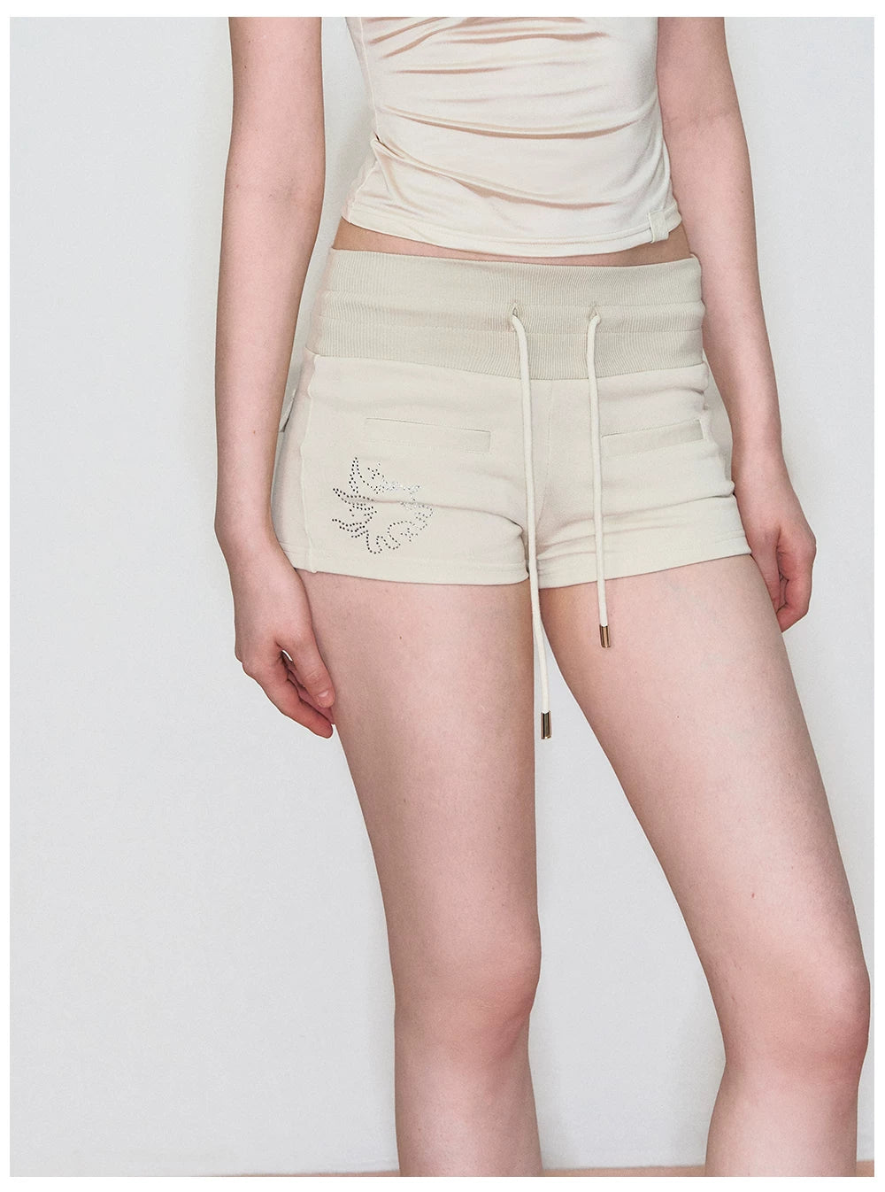 Rhinestone-Embellished Hooded Sweatshirt Jacket