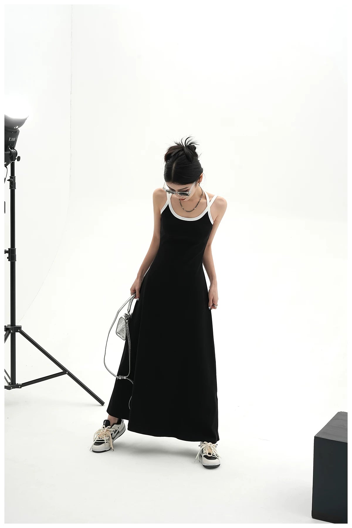 American Street-Style Slim-Fit Camisole Maxi Dress
