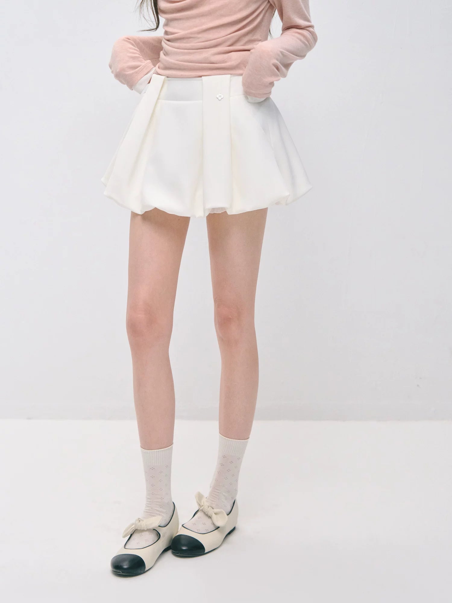 Preppy Pleated Bubble Mini Skirt