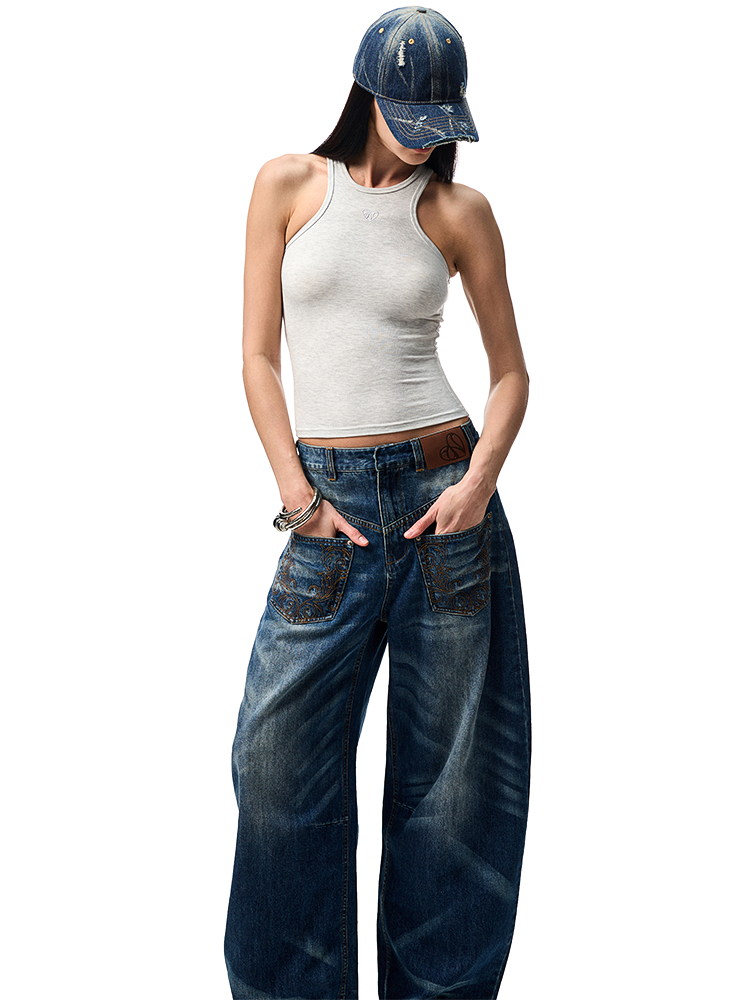 Basic Solid-Color Embroidered Slim-Fit Vest - CHINASQUAD