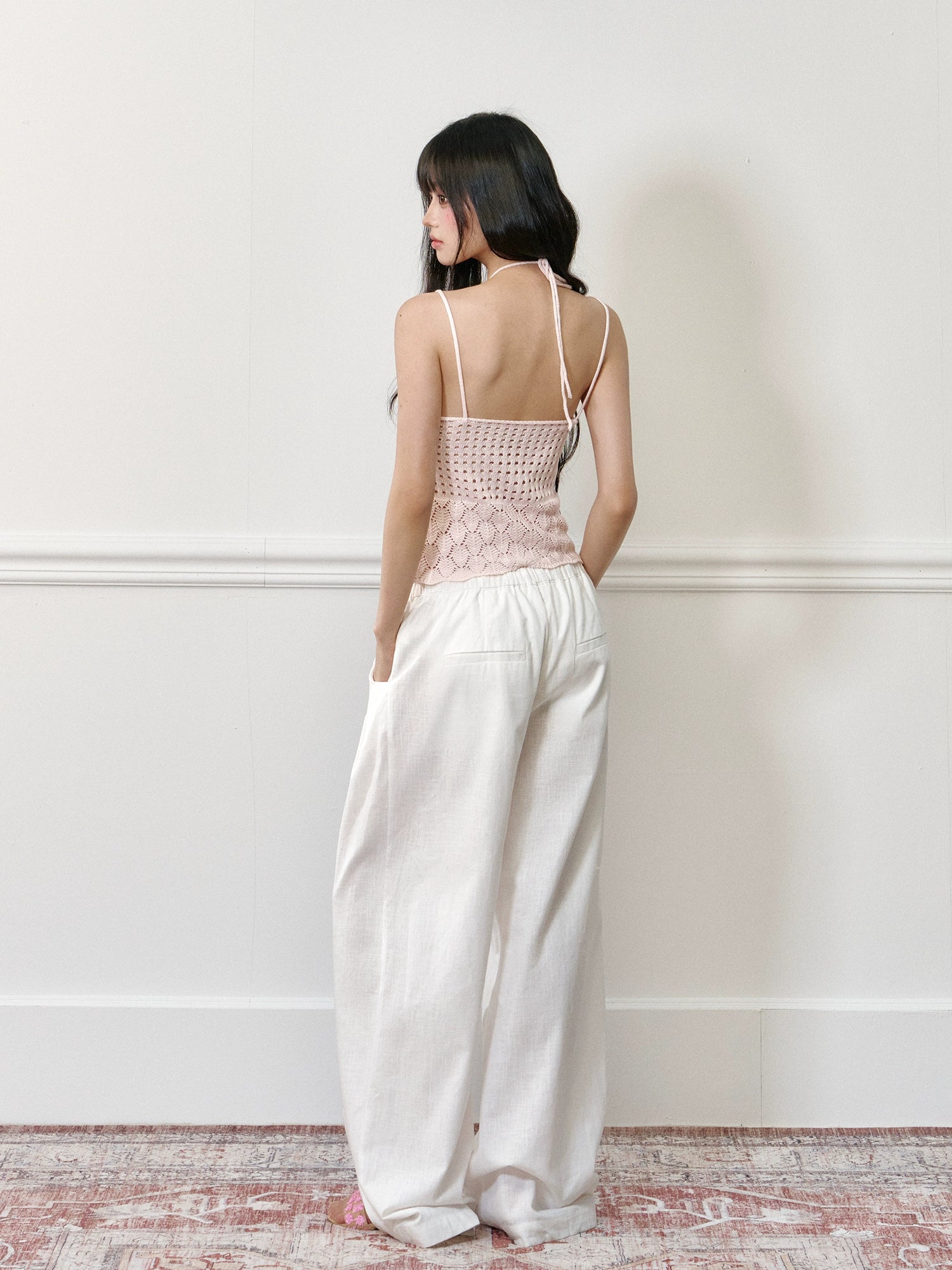 Linen Elastic Drawstring Wide-Leg Pants - CHINASQUAD