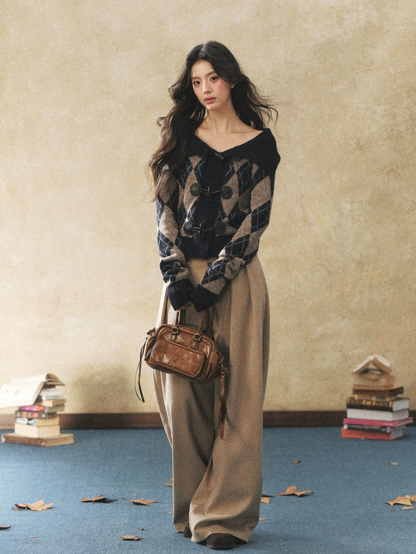 Vintage Two-Tone Toggle Knit Sweater