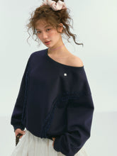 Lace Trim Off-Shoulder Sweatshirt - CHINASQUAD