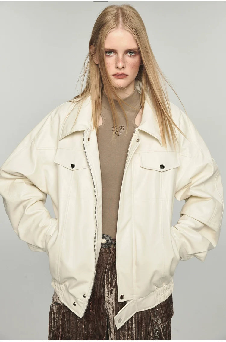 Removable Fur Collar Windproof Leather Jacket - CHINASQUAD
