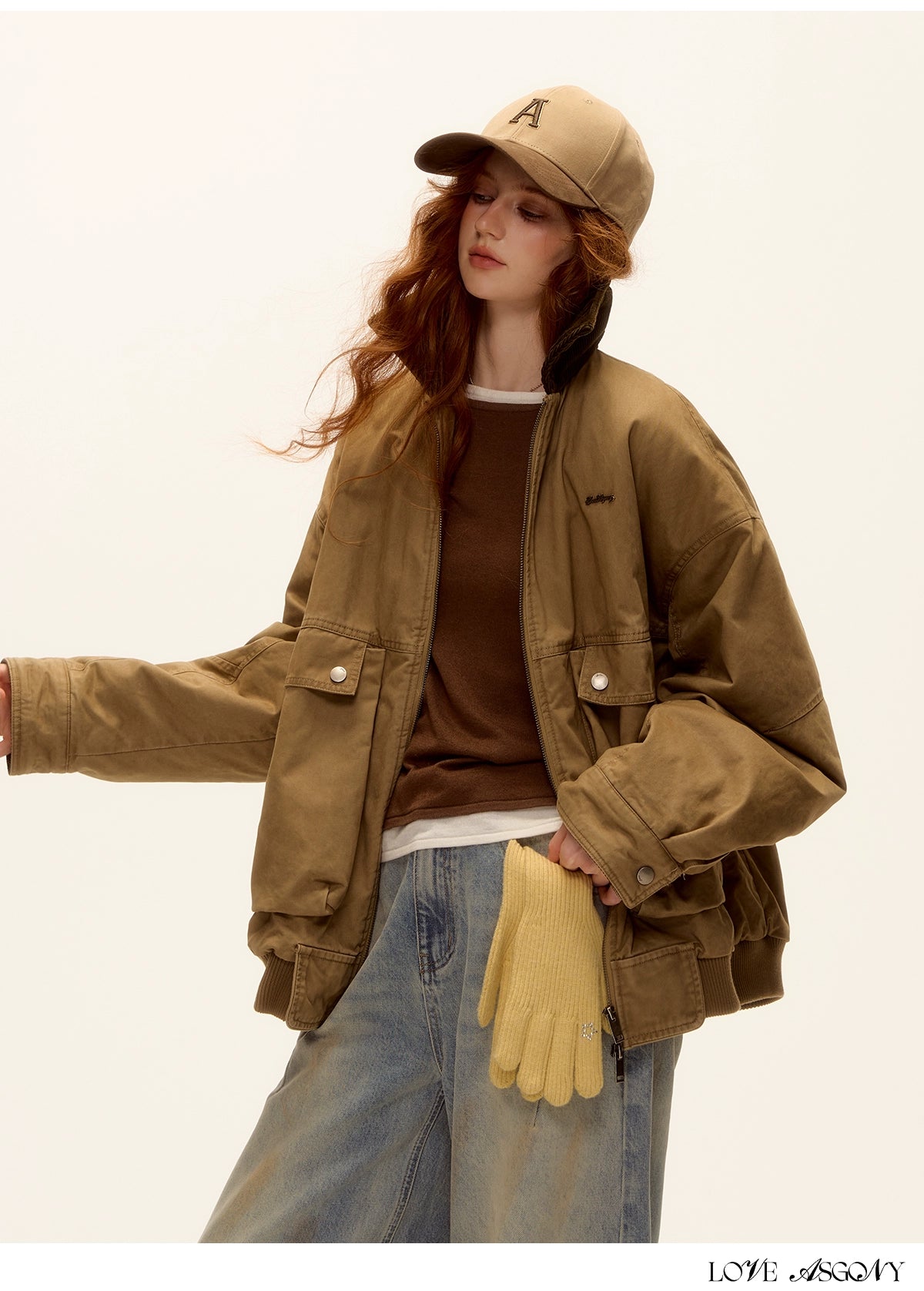 Asgony Retro Contrast Lettering Baseball Cap