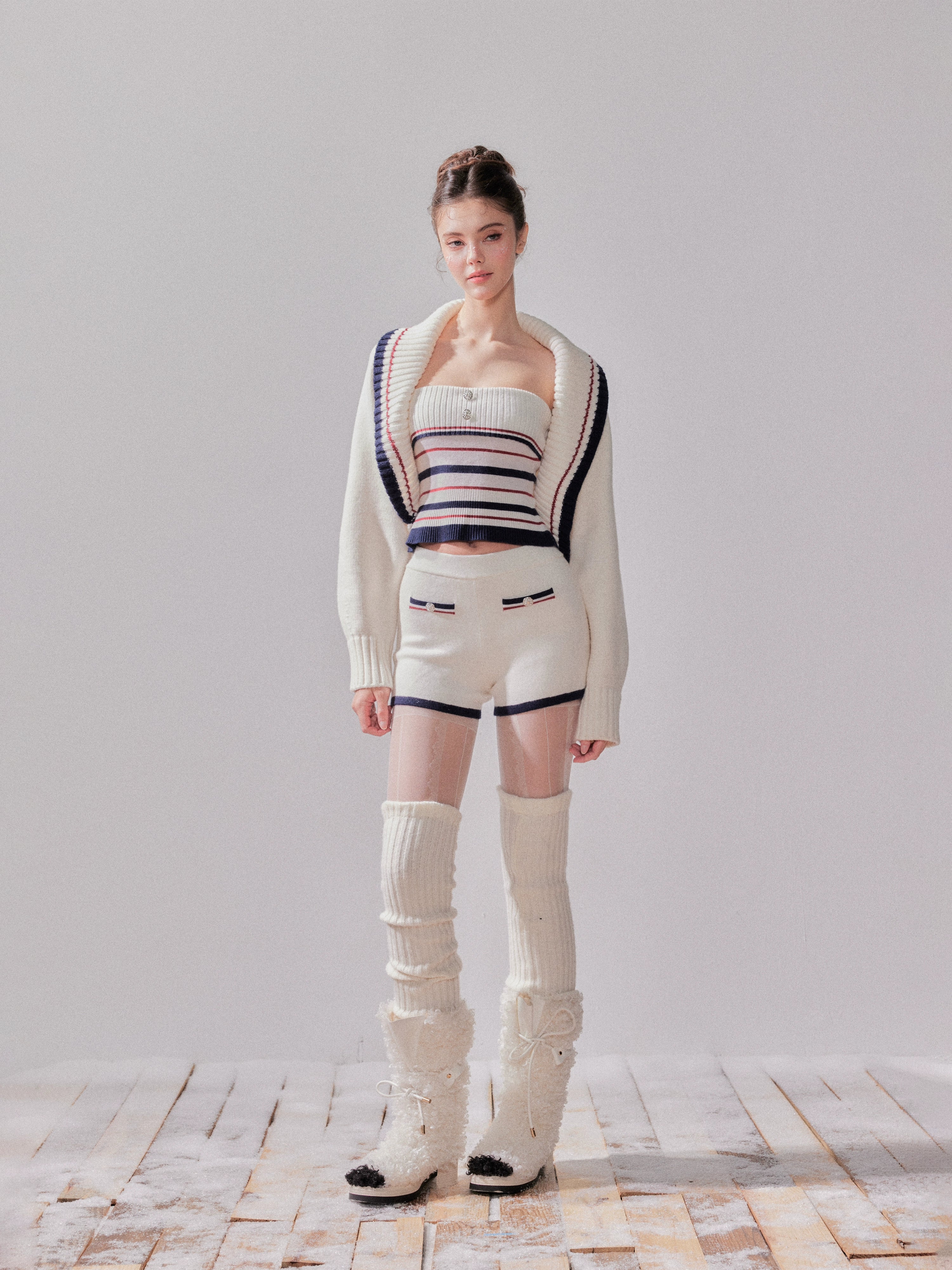 London Stroll Striped Knit Cardigan & Pants Set