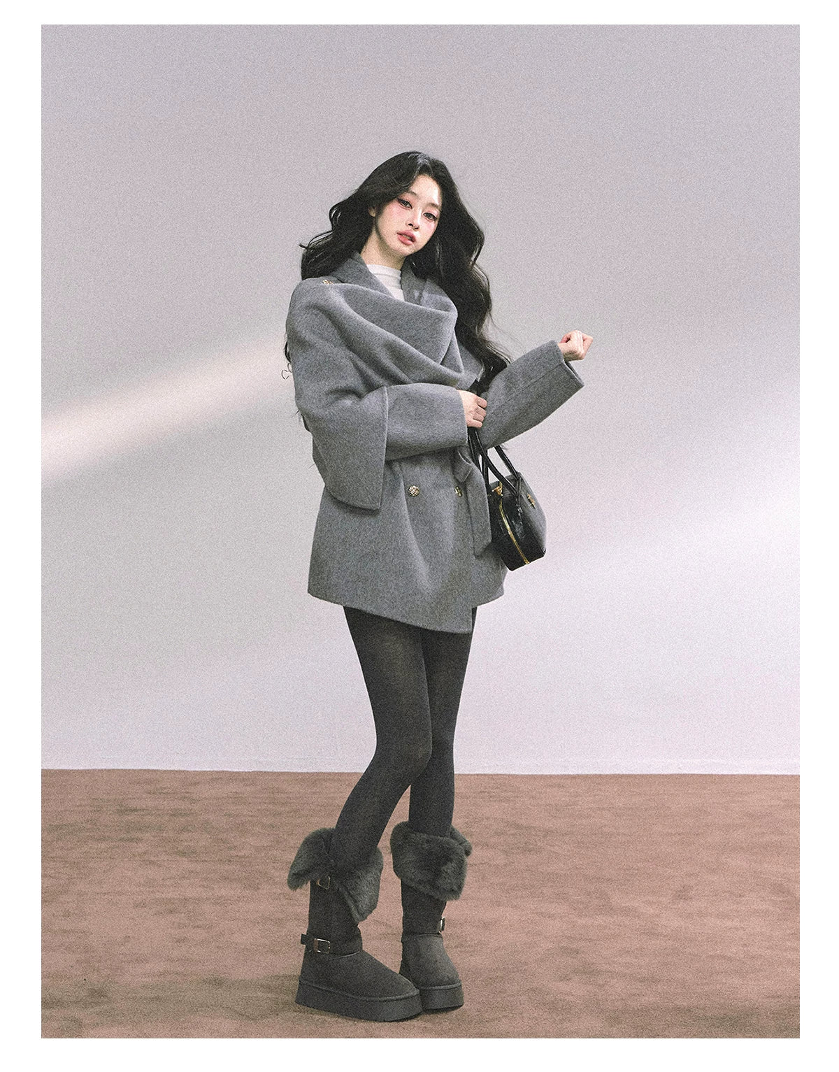 French British-Style Wool Coat