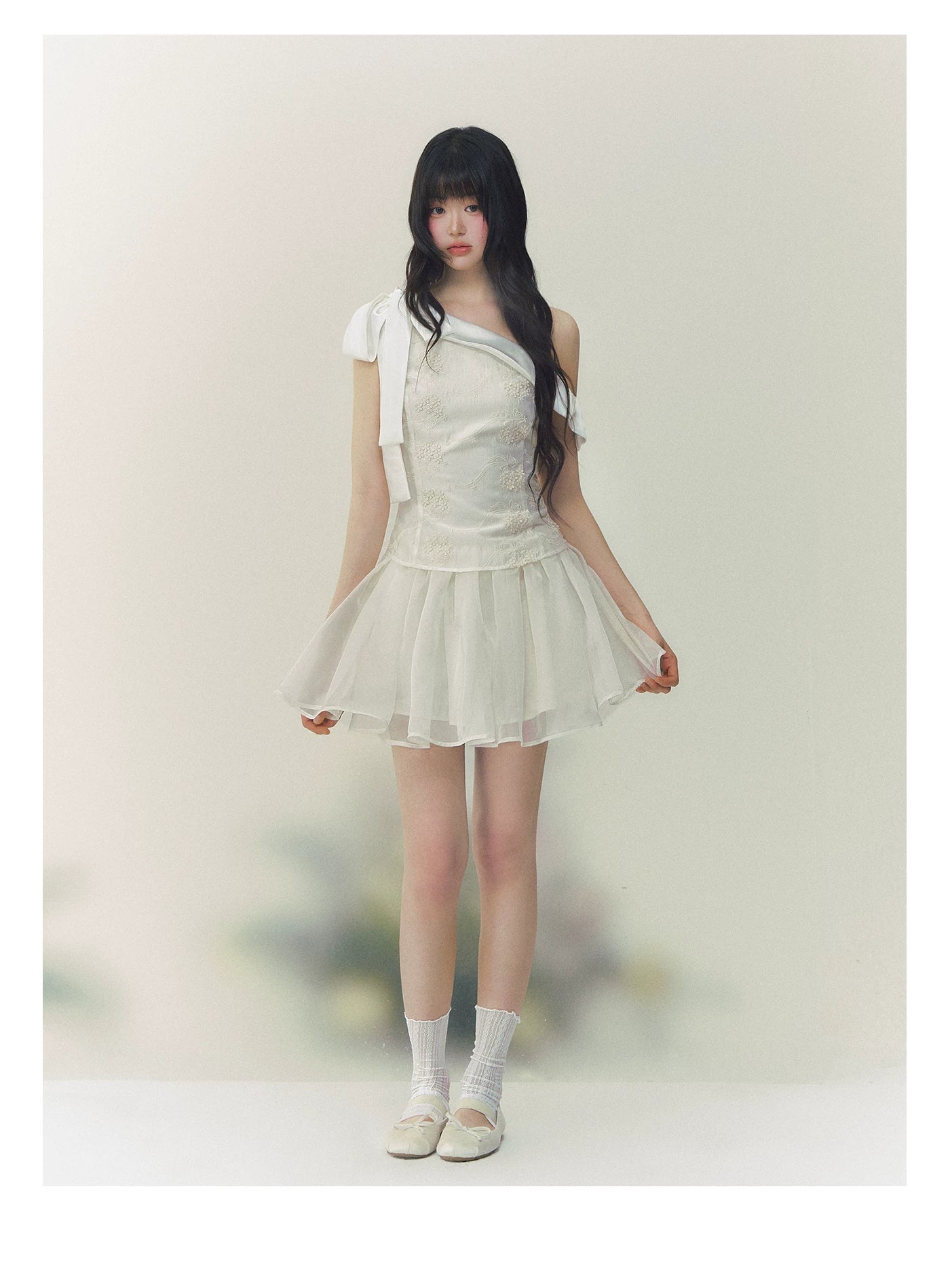 Satin Embroidered Princess Tulle Dress