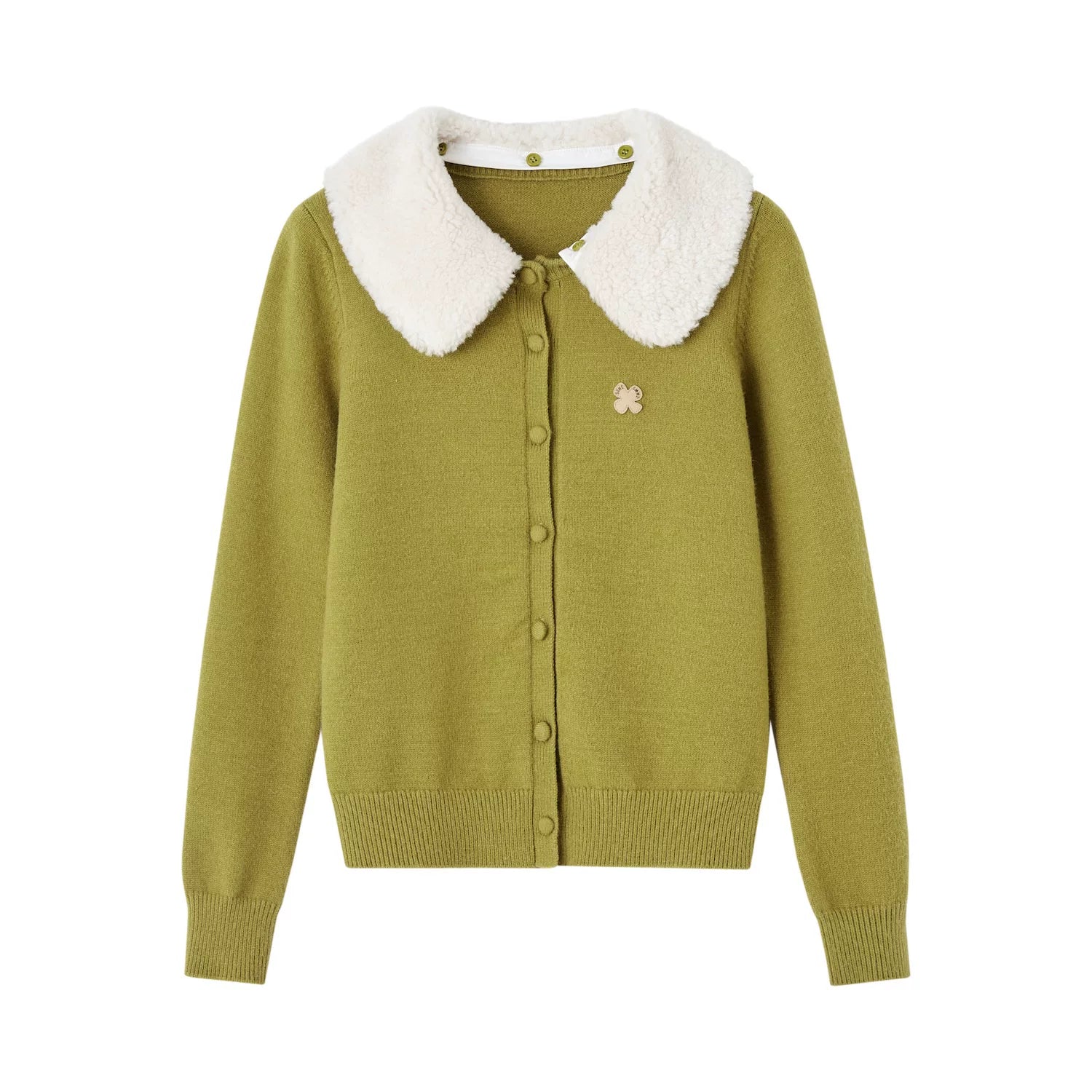 Fur Collar Soft-Touch Plush Cardigan