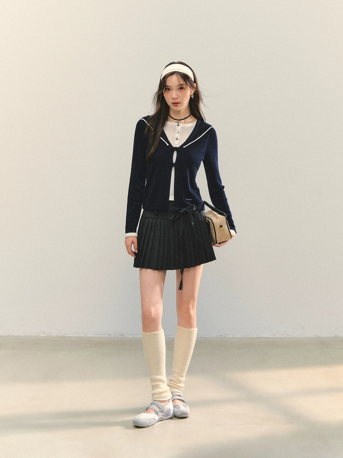 Lace Strap Pleated Skirt