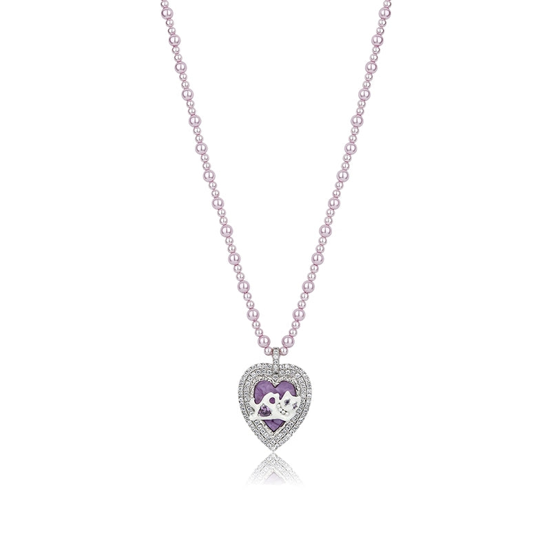 Cat Enamel Purple Pearl Necklace - CHINASQUAD