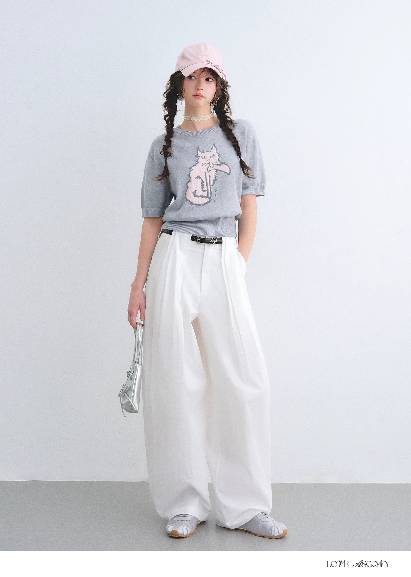 Vintage Lace Trim Washed Cropped Straight-Leg Denim Jeans