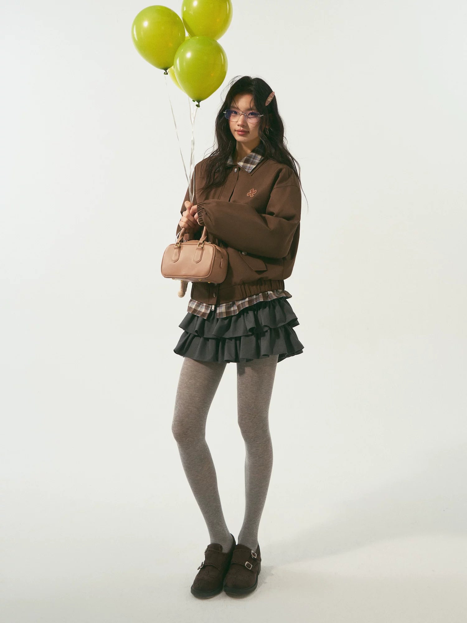 Double-Collar Plaid Patchwork Padded Jacket