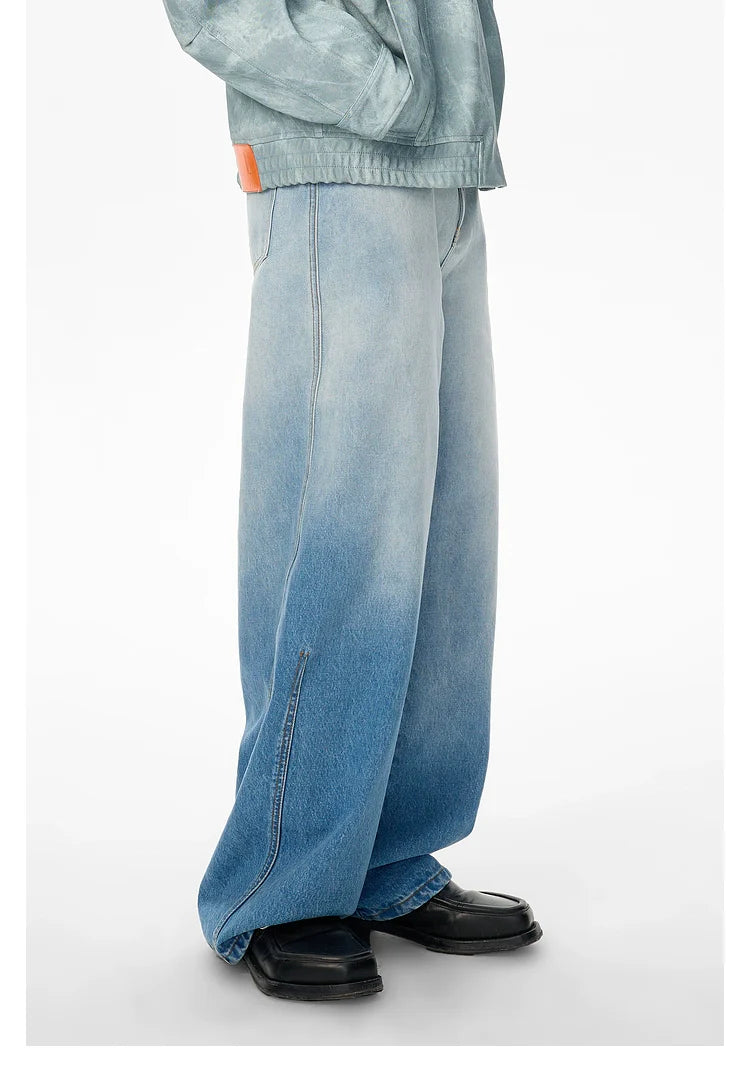 Washed Gradient Straight-Leg Jeans - CHINASQUAD
