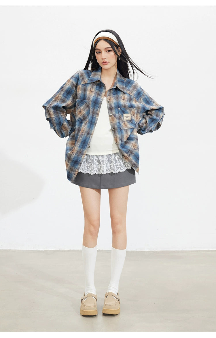 Vintage Plaid Oversized Shirt