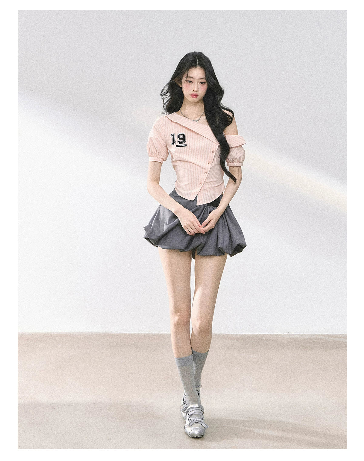 American-Style High-Waist Bubble Mini Skirt