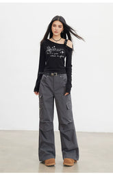 Butterfly Cold-Shoulder Long-Sleeve T-shirt - CHINASQUAD