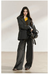 Charcoal Tailored Oversized Blazer - CHINASQUAD