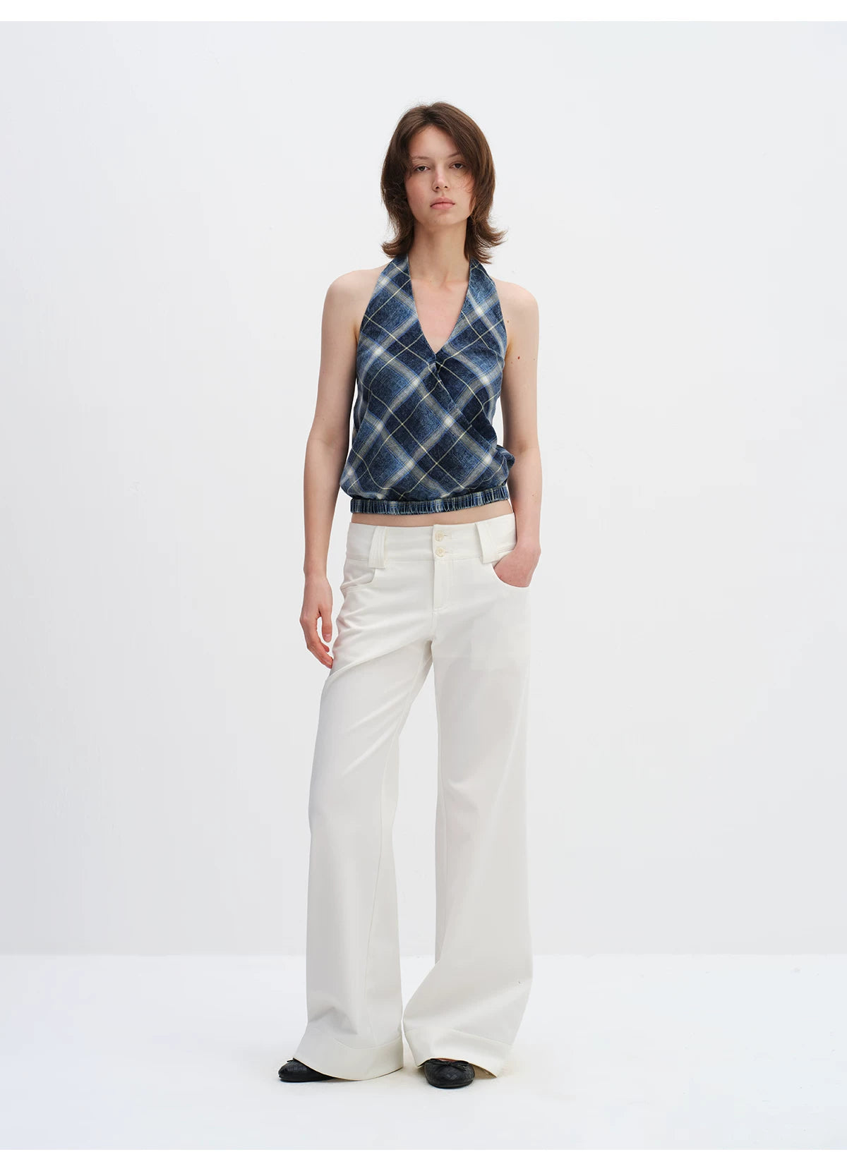 Low-Rise Wide-Leg Tailored Trousers